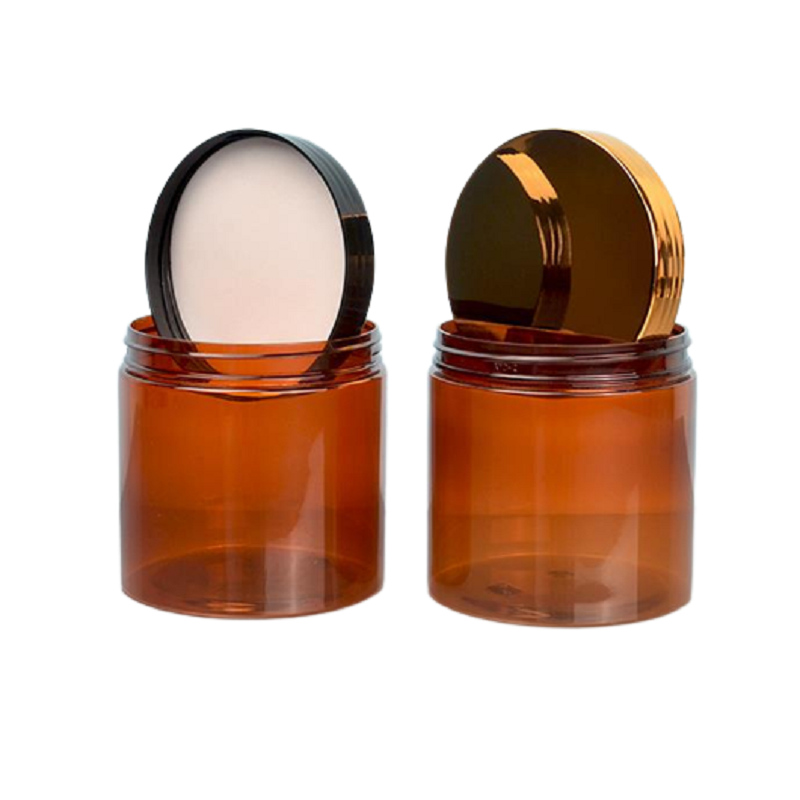 Cosmetic Containters 89Dia. Empty Facial Cream Jar Shiny Gold Black Lid Brown Plastic Hair Wax Pots Refill Bottle 500ML