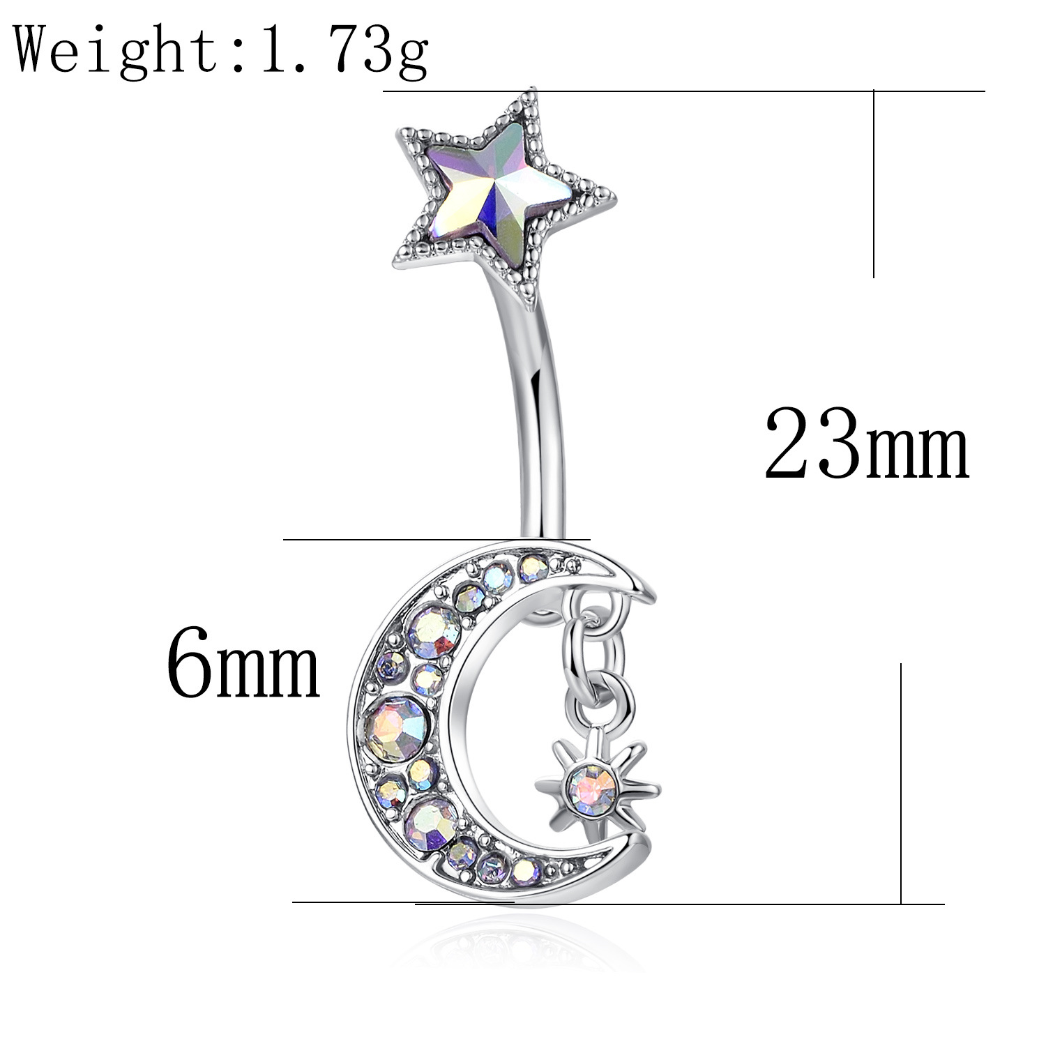 /Los sexy Sterne Mond ab Farbe Bauch Piercing Body Jewelry Button Ring Navel Nombril Piercing Modeschmuck