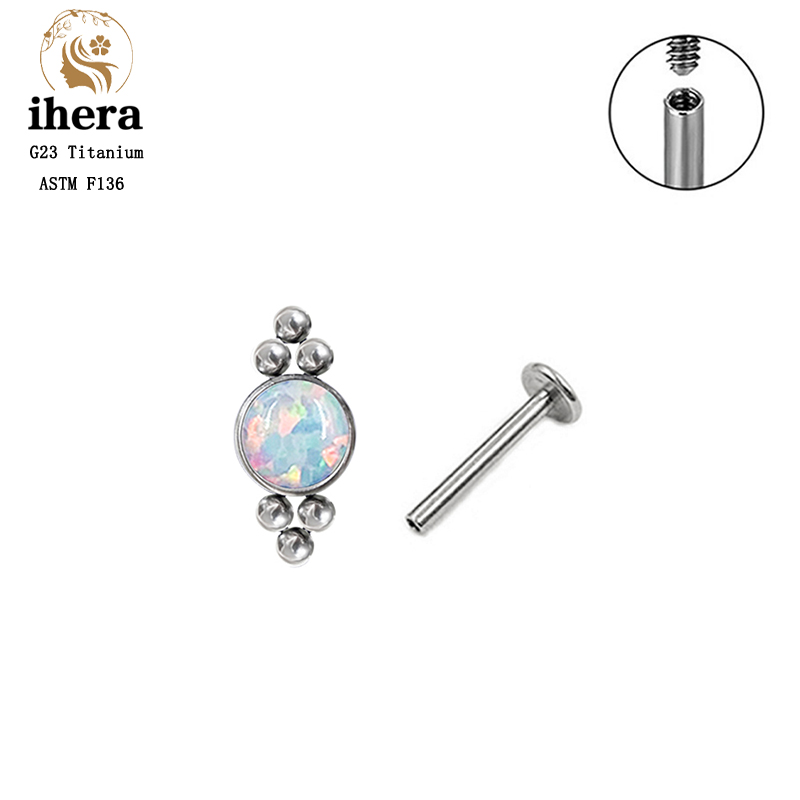 G23 Titanium opal Piercing Shind Серьги ASTM F136 16G EAR TRAGUS Cartilage Спиральная раковина пирсинг женские ювелирные аксессуары