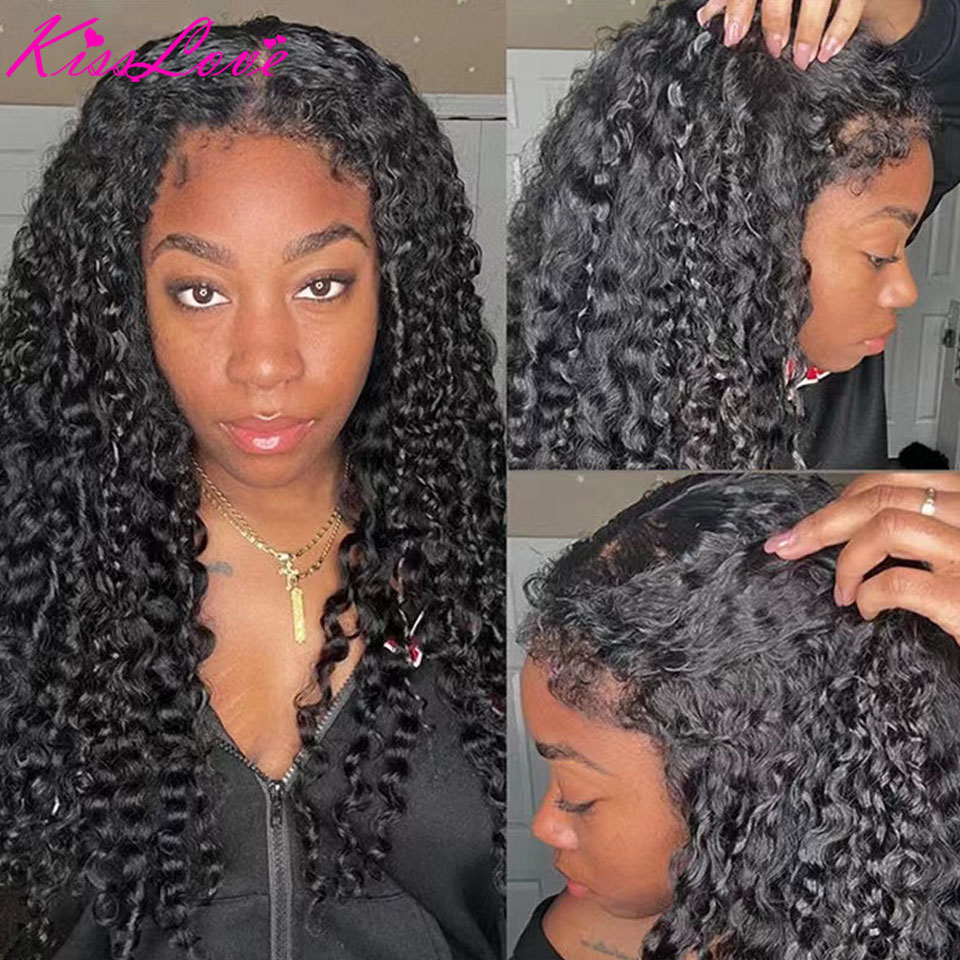Kinky Curly 4C Edges Lace Wig Curly Baby Hair 13x4/13x6 Lace Front Human Hair Wigs Transparent HD 360 Lace Frontal Closure Wigs