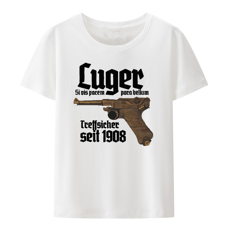 Pistole T-shirt Luger Premium 08, Parabellum, Selbstladepistole, Deutschland Vêtements Men Femmes Femmes Décline Tee Streetwear Classic