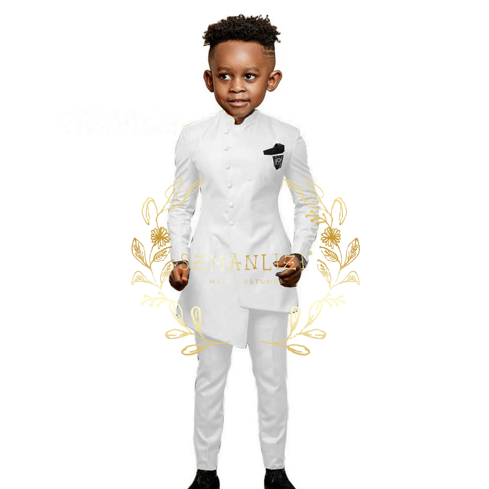 Ternos de meninos de design africano branco definido para casamento de smoking formal para crianças figurino piano performance crianças