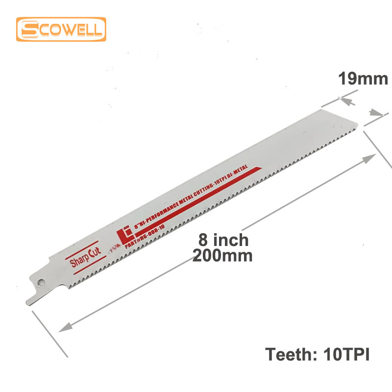 5Pack 8INCH 10TPI Bimetallic Reciprocating Saw Blade Fast Cutting Metal Wood And Plastic Sabre Saw Blades DIY Tools Accessories