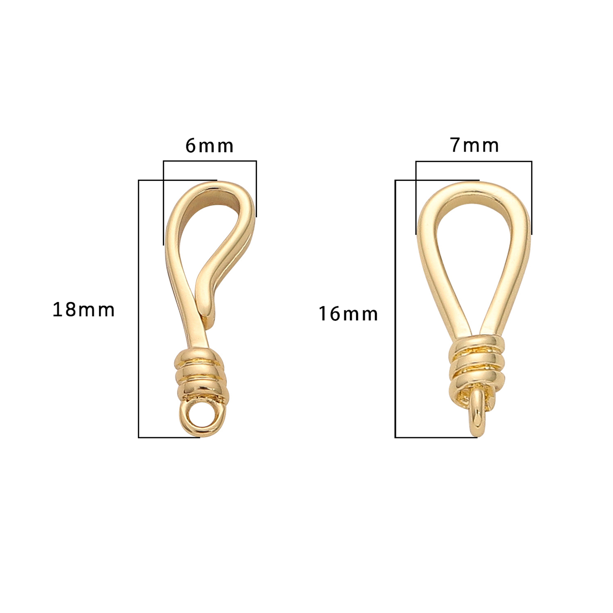 14k Guldpläterad mässingsmycken lås Chic Fish Hook Clasp för halsbandsarmbandsmycken Tillbehör