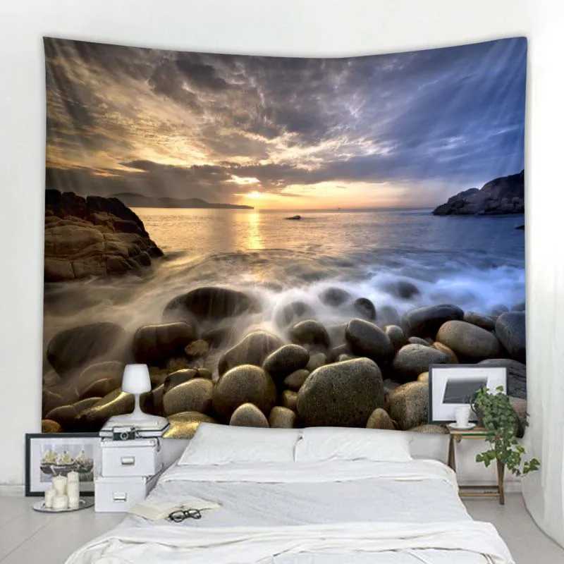 Forest Tapstries Tapestry Beach Wall Landscape suspendu Picnic Picnic Carpet Tente de camping Mat de couchage à la maison décor couvre-draps couvre-plaque R0411