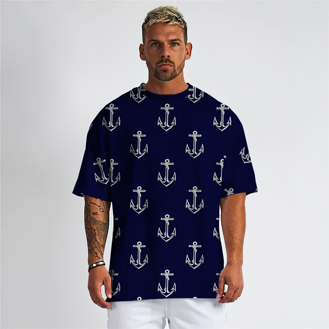 2024 T-shirt de luxe T-shirt pour hommes et femmes T-shirt Blue Boat Anchor Imprimé court manche courte de mode Summer DDTXA94