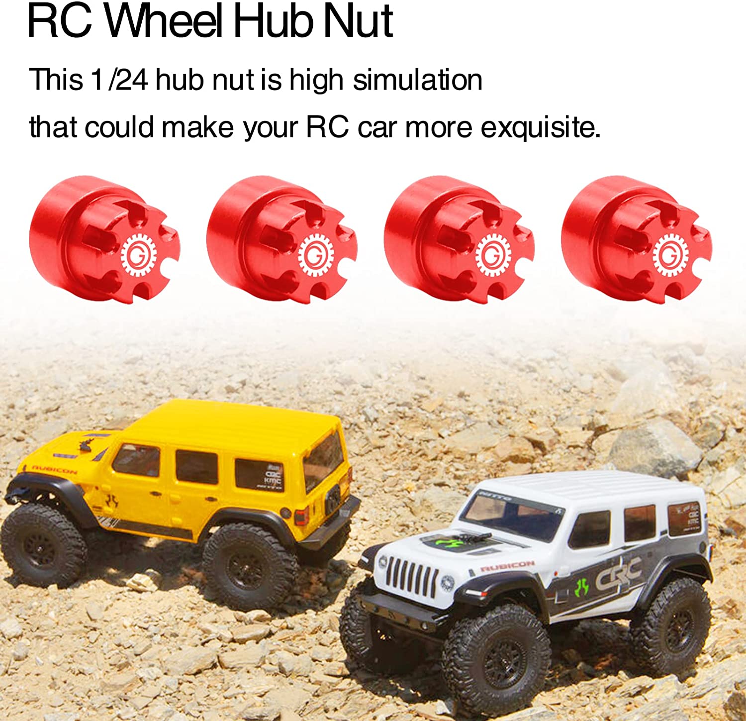 OGRC Aluminium 1/24 Wheel Rim Center Cap Adapter M2 NUT FÖR AXIAL SCX24 Deadbolt/C10/JLU/Gladiator/Bronco Upgrades