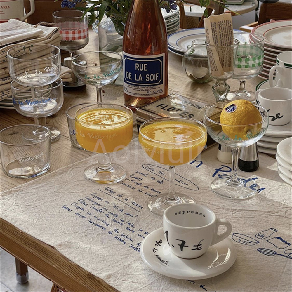 French Blue Handwritten English Tablecloth Home Ins Food Photography Props Background Cloth Personalized Napkins Wedding