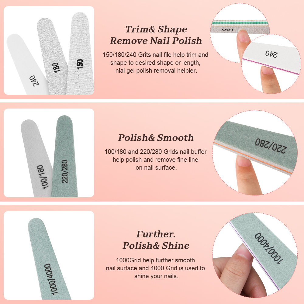 INBUTY Nail File Set Double Grit Side Sanding Buffer Block Polish File For Manicure Tools Professional Nail Accesories