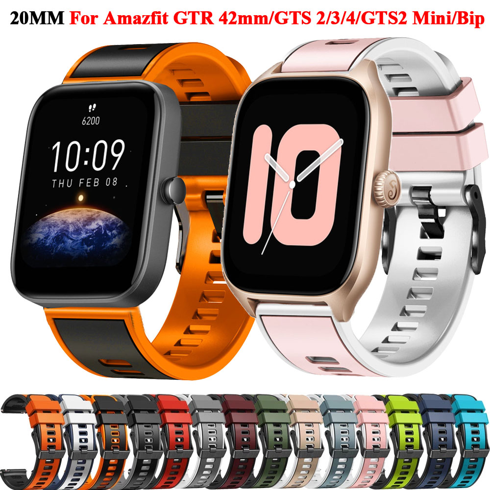 Brans de remplacement de 20 mm pour Xiaomi Amazfit GTS 4/2 Mini Wriststrap Silicone Amazfit GTS 3 GTS2 2E Bip Bracelet Smart Bracelet