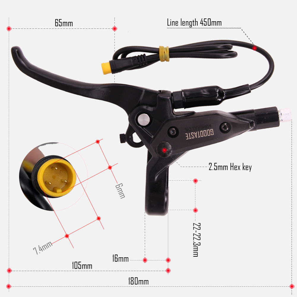 Energia elétrica do sensor de freio de bicicleta cortada com plugue hidráulico Conector à prova d'água para XOD para peças de reposição de ebike bafang