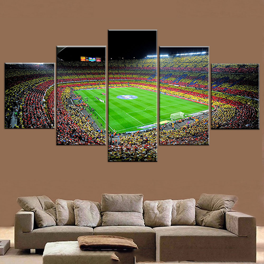 5 pezzi Poster Stampato Modulare Picture Tela dipinto Spagna Sport Sports Football Wall Art Art soggiorno Decorazione la casa