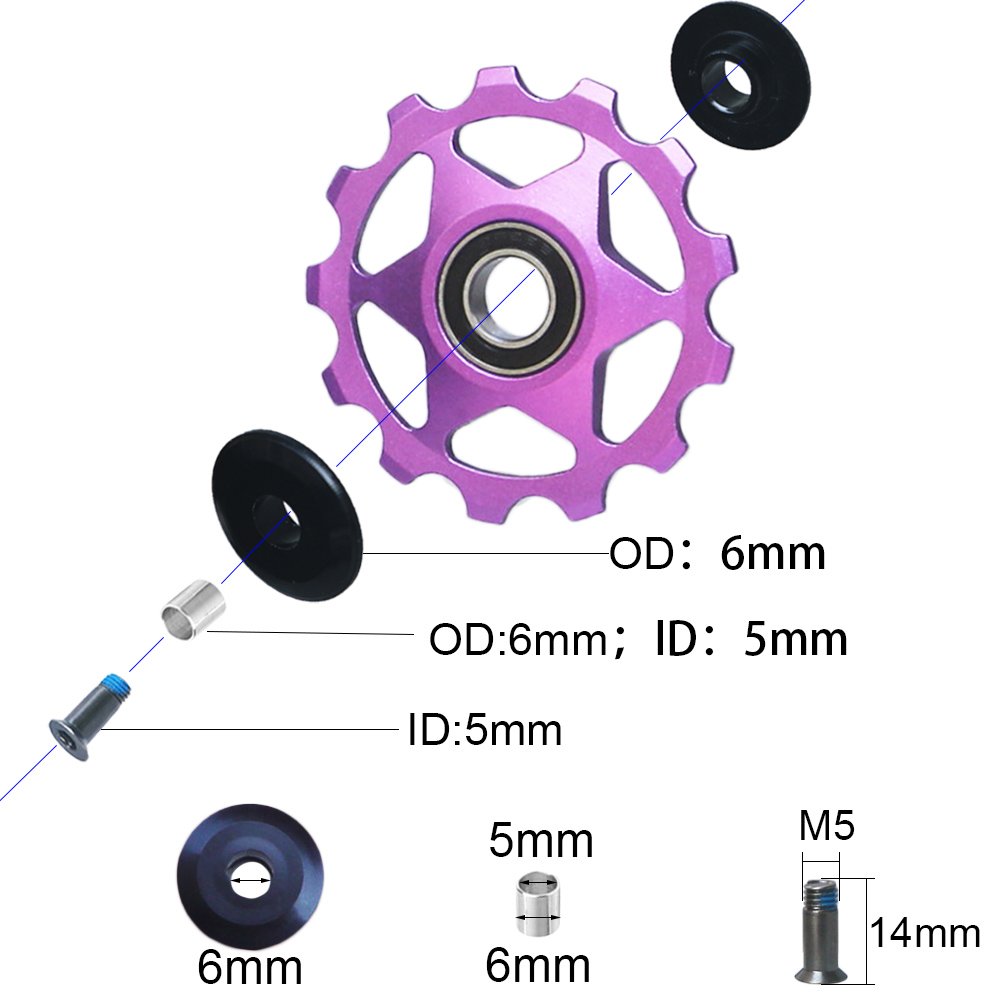 11T 13T MTB Bicycle Rear Derailleur Jockey Wheel Steel Bearing Pulley Road Bike Guide Roller Idler 4mm/5mm/6mm For Sram Shimano