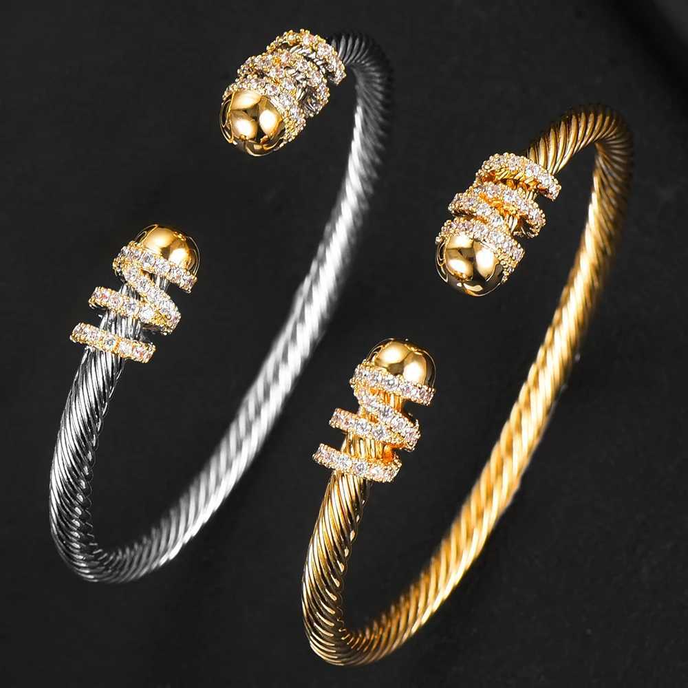 Bangle Jewelry 2024 Trendy Luxury Stapelbar Bangle Cuff For Women Wedding 316L rostfritt stålarmband unika kedjelänk flätad 240411