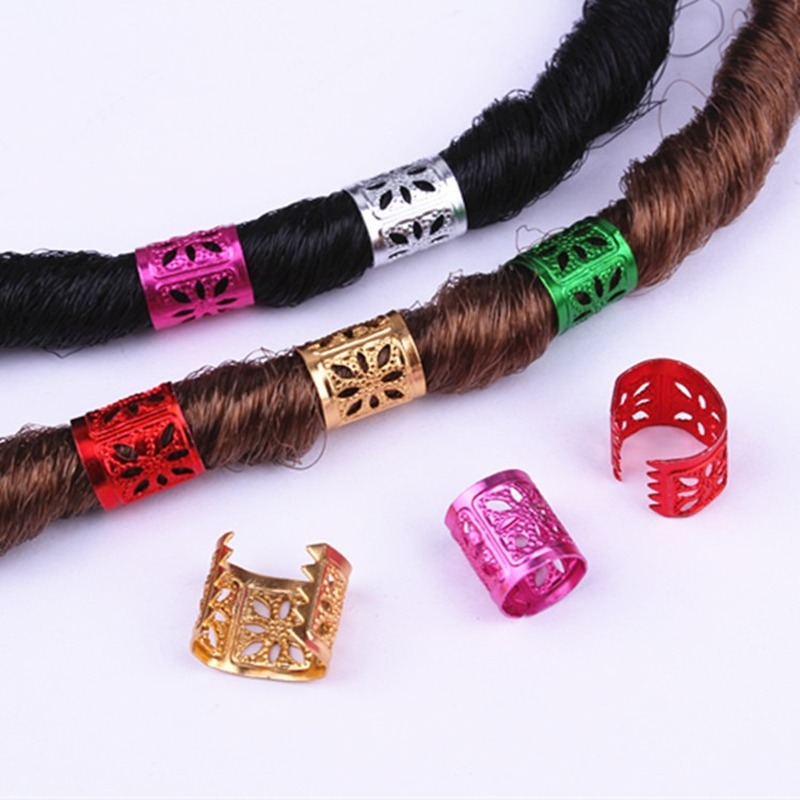 50-s/sacchetto anelli di trecce capelli regolabili perle dreadlock tubi anelli capelli clips clips decorazioni di gioielli a farina di gioielli