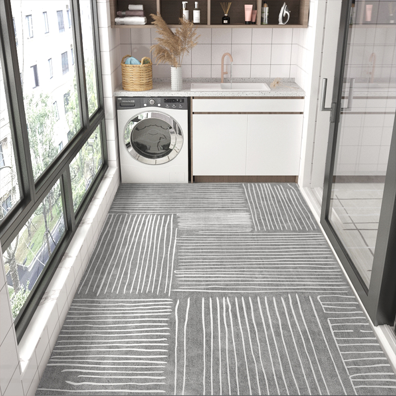 Striped PVC Kitchen Carpet Living Room Non-slip Leather Rugs Thick Entrance Door Mat Balcony Waterproof Oil-proof Large Area Rug