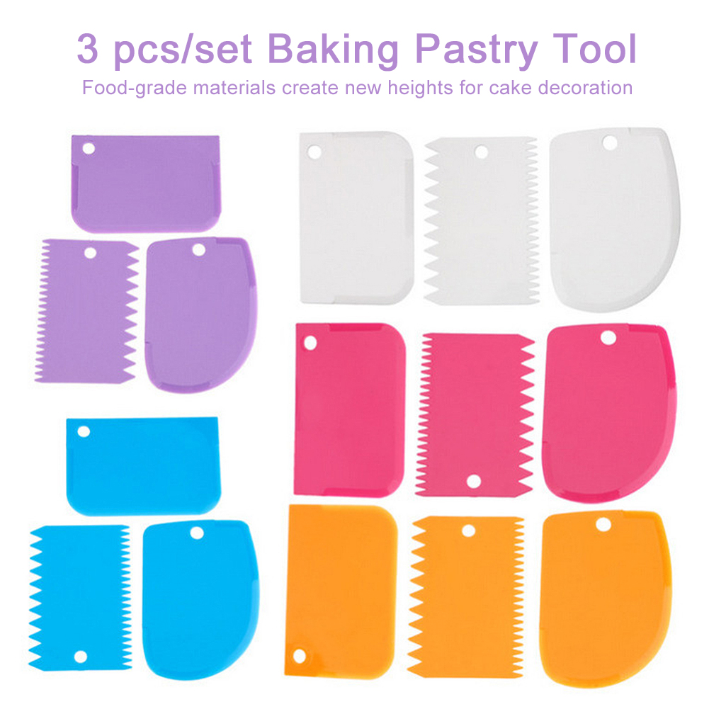 3stbakbakningsverktyg Plastdågknivisning Fondant Skrapa Dekorera släta spatlar Cutters Cake Tools