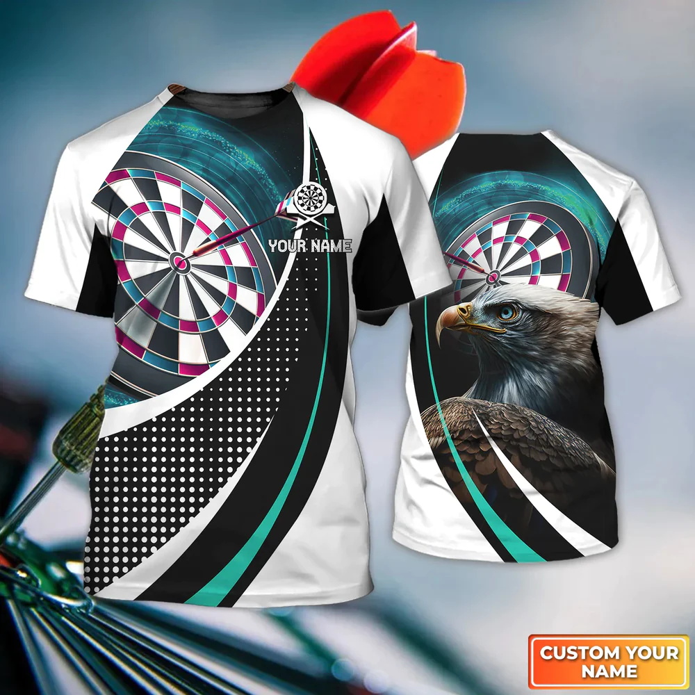 Summer Mens t shirt Flamingo Darts Personalized Name 3D Printed Unisex Tshirt For Darts Player Harajuku Casual T-Shirt DW195