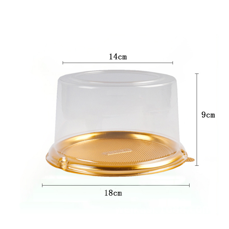 Recipiente de bolo de plástico de ouro de com cúpula transparente de tampa de bolo de tampa de tampa Diretiva de bolo redonda Diâmetro de bolo de bolo 6 polegadas