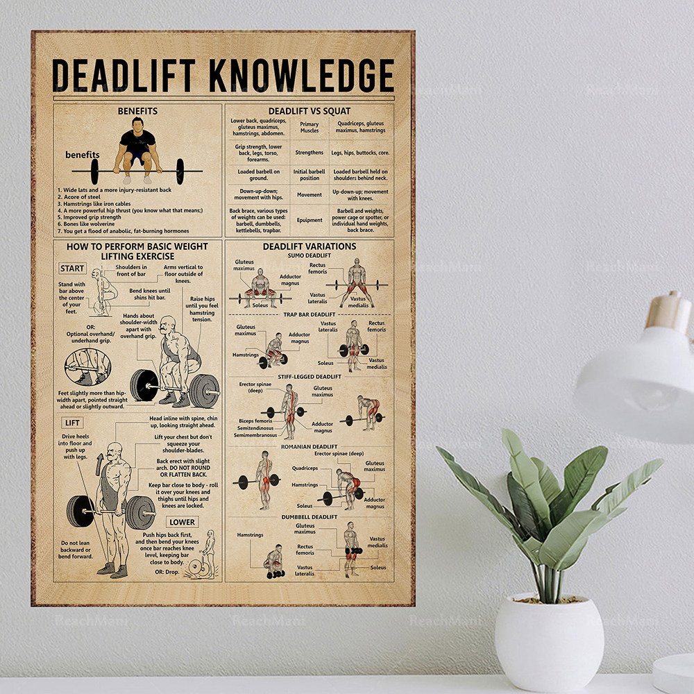 Deadlift Knowledge Poster, Weightlifter Prints, Athlete Weightlifting Wall Art, Gym Wall Decor, Sports Deadlift Enthusiast Gift