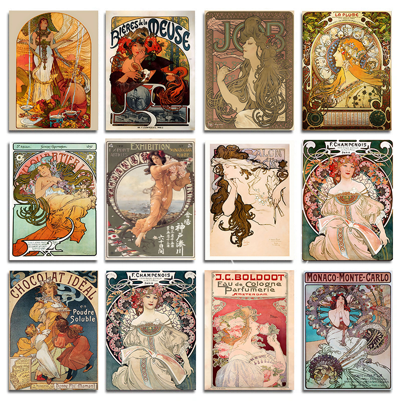 Vintage alphonse mucha konstverk