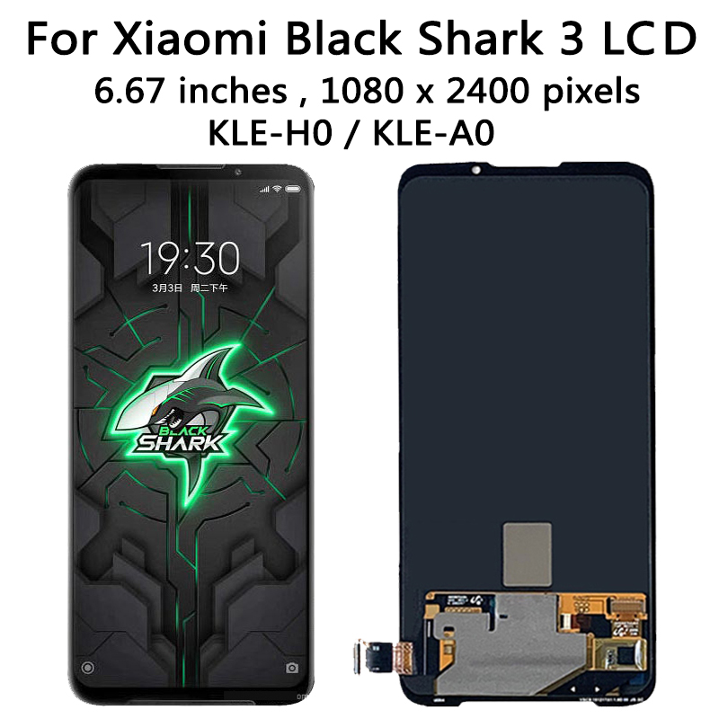 Original 6.67 '' pour Xiaomi Black Shark 3 LCD Touch Screen Digitizer Assembly pour Xiaomi Blackshark 3 KLE-H0, LCD KLE-A0