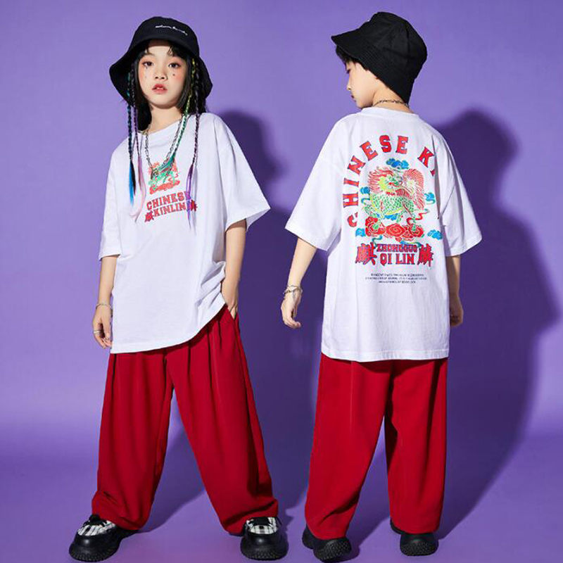Vêtements hip hop pour enfants tshirt tshirt tshirt tops pantalon baggy pour fille boy scène jazz dance costumes rave vêtements