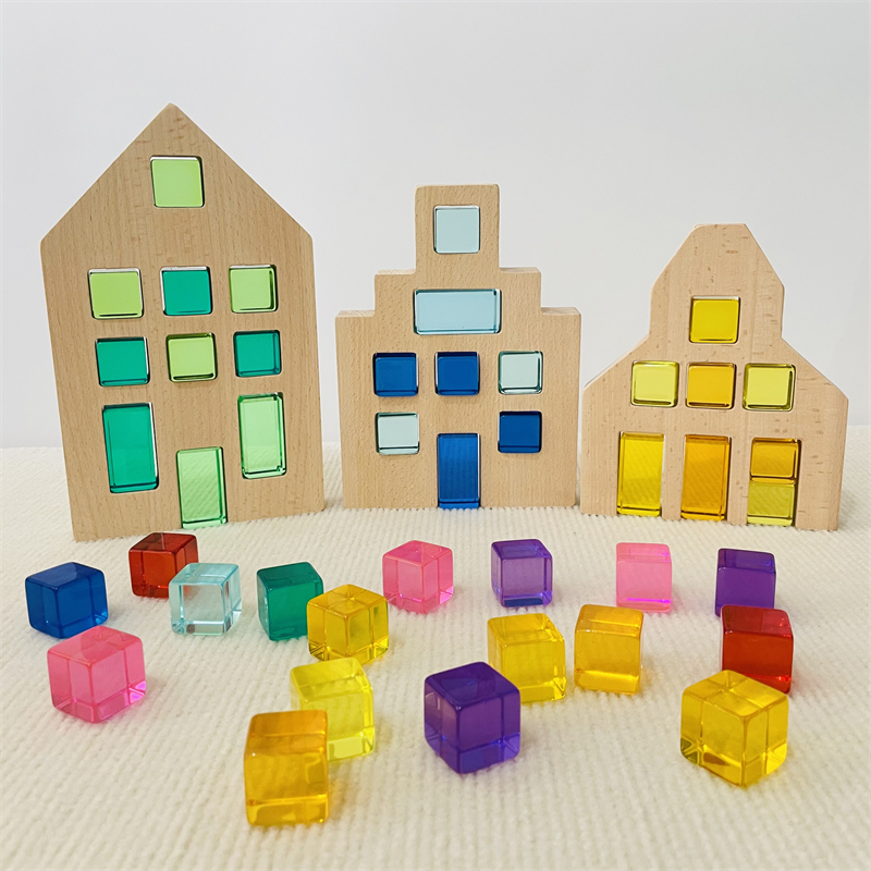 Cubi acrilici cubi arcobaleno cubi traslucidi che impilano giocattoli da fiaba gems blocchi bambini giocattoli educativi Montessori