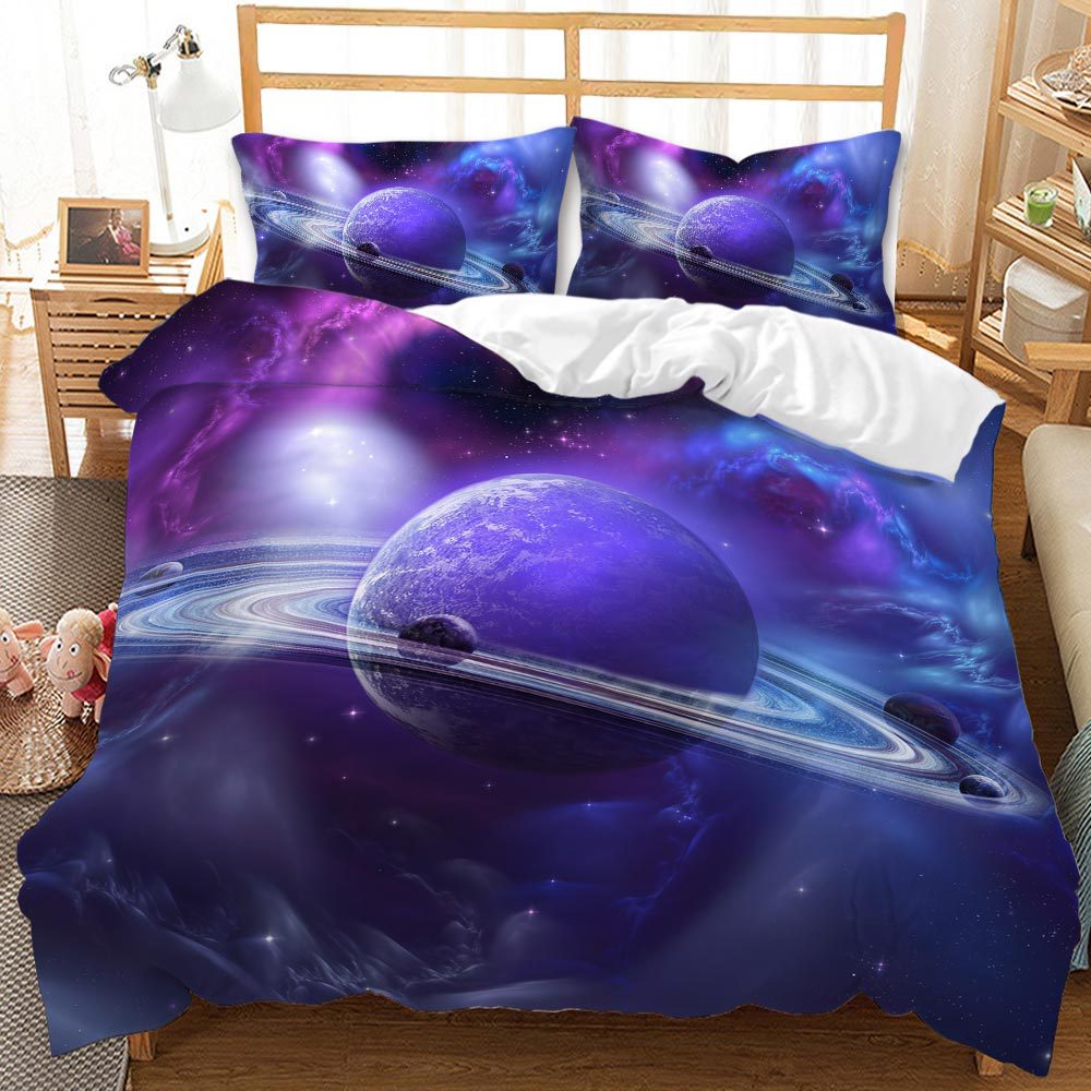 Galaxy Duvet Capa Conjunto para crianças adolescentes de cama de céu estrelado Conjunto de cosmos Tampa de edredom com travesseiro Design de zíper de microfibra macia