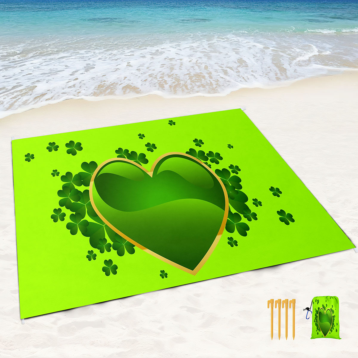 Saint-Patrick's Day Beach Blanket Sandproofproofing, couverture de plage Mat de plage léger pour voyages d'été, camping, pique-nique, plage