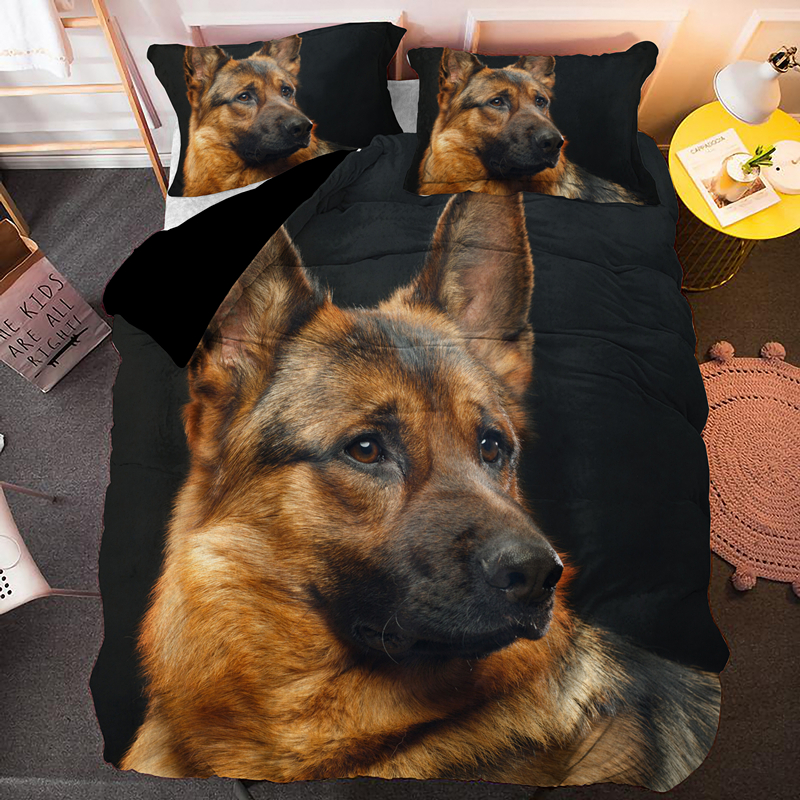 Couverture de couette berger allemand ensemble couverture de chien de chien de police complet king size pour les animaux garçons liberes ensemble de chiens chiots couvercle