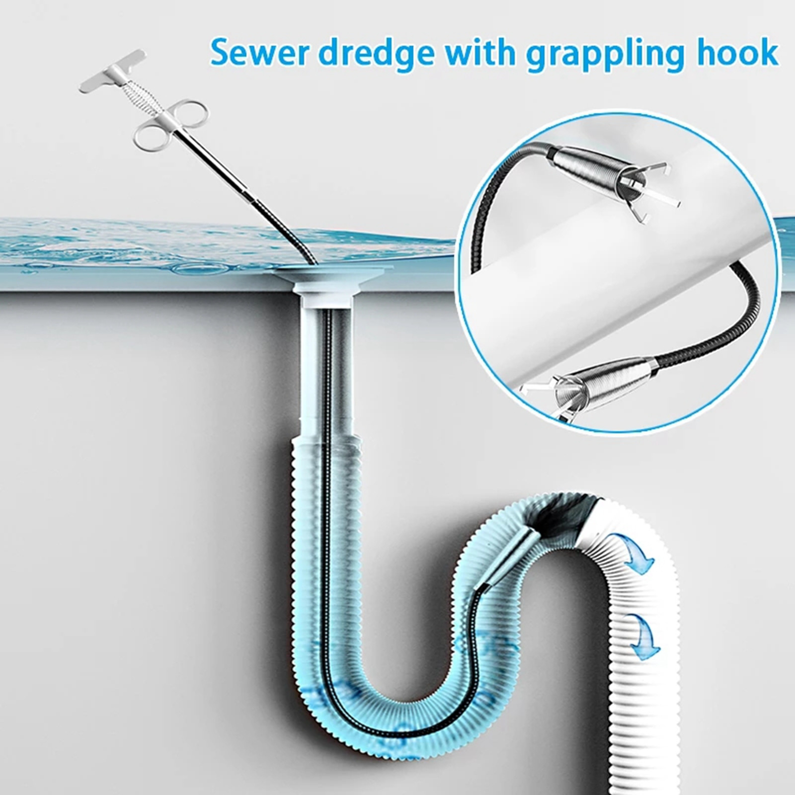 Sink Drain Clog Remover Grappling Hook Wire Spring Pipe Dredging Dredger Sewer Cleaning Unblocker Pipes for of Blockages Cable