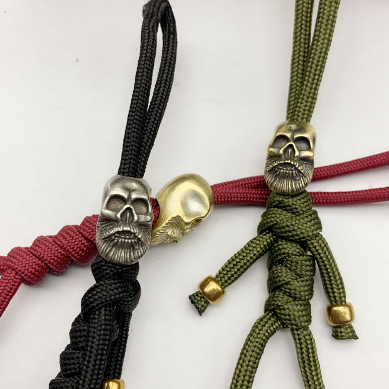 Skäggig gammal man huvud mässing kniv pärlor diy paracord handgjorda vävda lanyard pendants smycken tillbehör edc utomhus verktyg charms