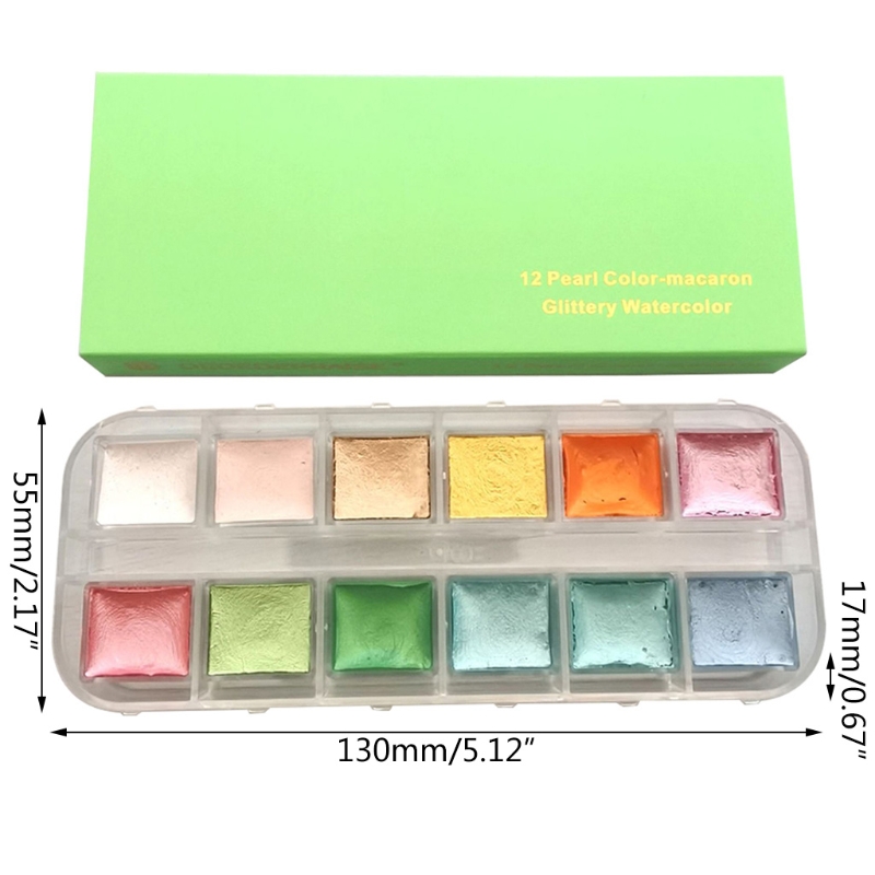 Ensemble de peinture aquarelle de 12 couleurs, kit d'aquarelle professionnelle pour la peinture, fournitures d'art scintillantes métalliques pour les artistes y3nc