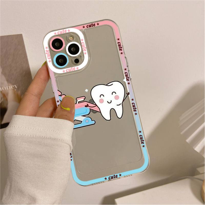 Симпатичная мудрость зубы зубной корпус для iPhone 11 12 13 Mini Pro Max 14 Pro Max Case Shell