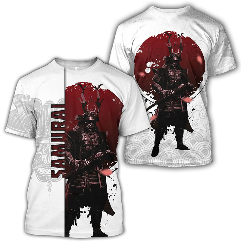 Graphic Tee Samurai T Shirt for Men Clothing Oversized Tee Shirt Men Graphic T-shirts 3D Full Print Summer Casual Short Sleeve