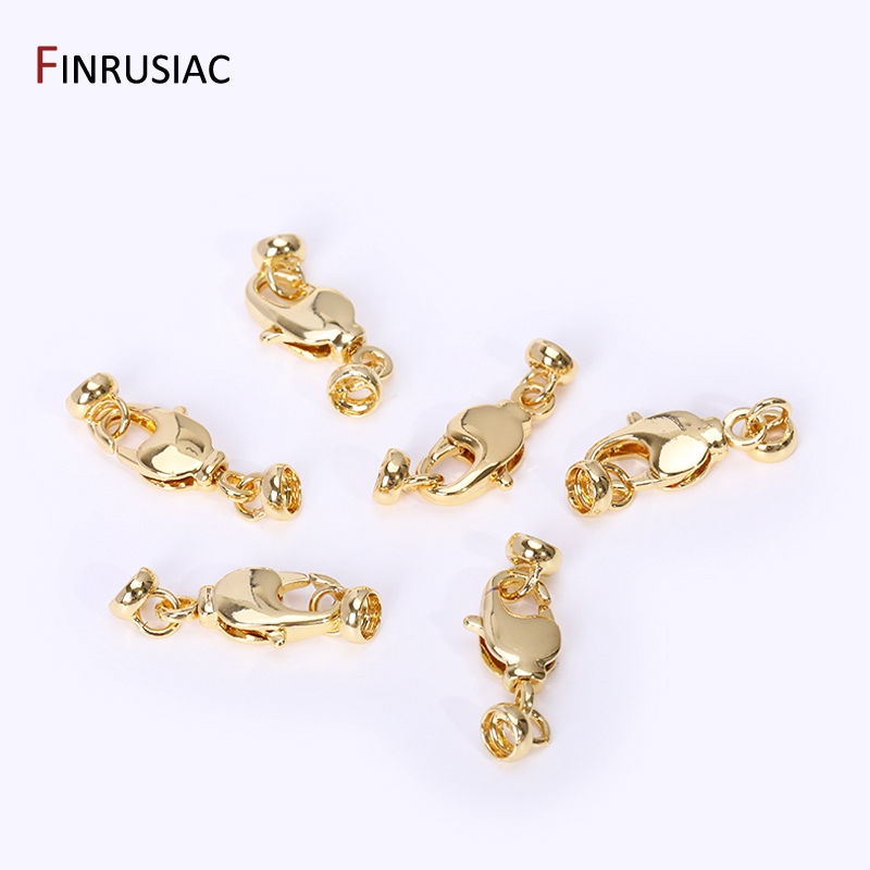 7,5 mm * 22 mm 18k Gold plaqué en laiton fermaises de homard pour fabrication de bijoux, perles d'extrémité Connecteur de capuchon pour les accessoires de bijoux de bricolage