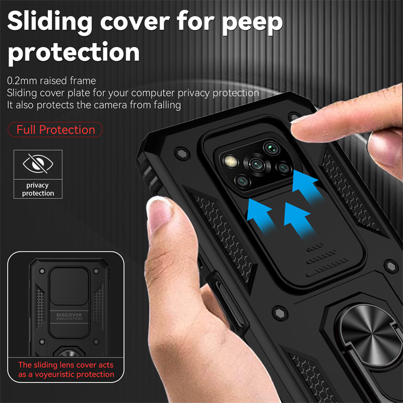 Pour Xiaomi POCO X3 Pro Case Armour Car Habillement Magnétique Coix de téléphone pour POCO X3 NFC X 3 Pro X3Pro Slide Camera Protect Cover Back