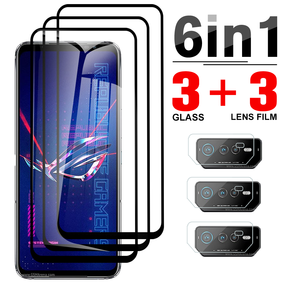 6IN1 pour ASUS ROG Téléphone 6 Pro 5G Protéger d'écran en verre trempé Rogphone 6 6pro Rogphone6 Rogphone6pro Phone6 Film de l'objectif de la caméra