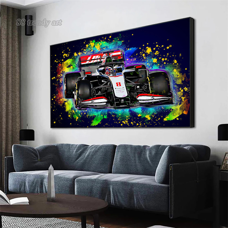 F1 Racing Car Graffiti Poster Stampe Art Abstract Tela Painting Fresco Racing Wall Art Pictures casa Decorazione ragazzi Murale