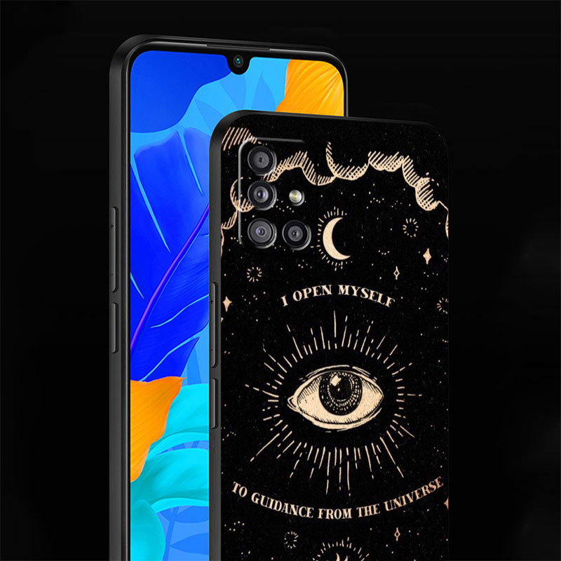 Death Tarot niedliche Katzenhülle für Samsung Galaxy A13 A23 A54 A22 A12 A34 A14 A52 A32 4G A71 A33 A20E Schwarzes weiches Silikonabdeckung