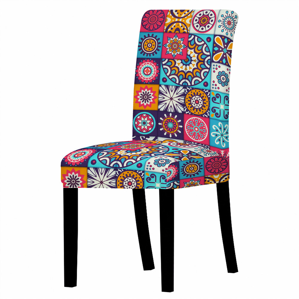 Elastyczna okładka krzesła Mandala do stołków kuchennych Okładki siedziska Flower Print Drut jadalnia rozciąganie krzesła na domku na bankiecie ślubne