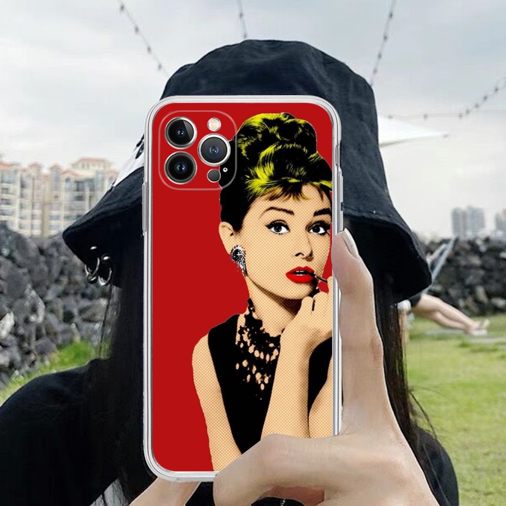 Audrey Hepburn Case de telefone para iPhone 14 13 12 Mini 11 Pro XS máx. X xr Se 6 7 8 Plus Cover de silicone macio