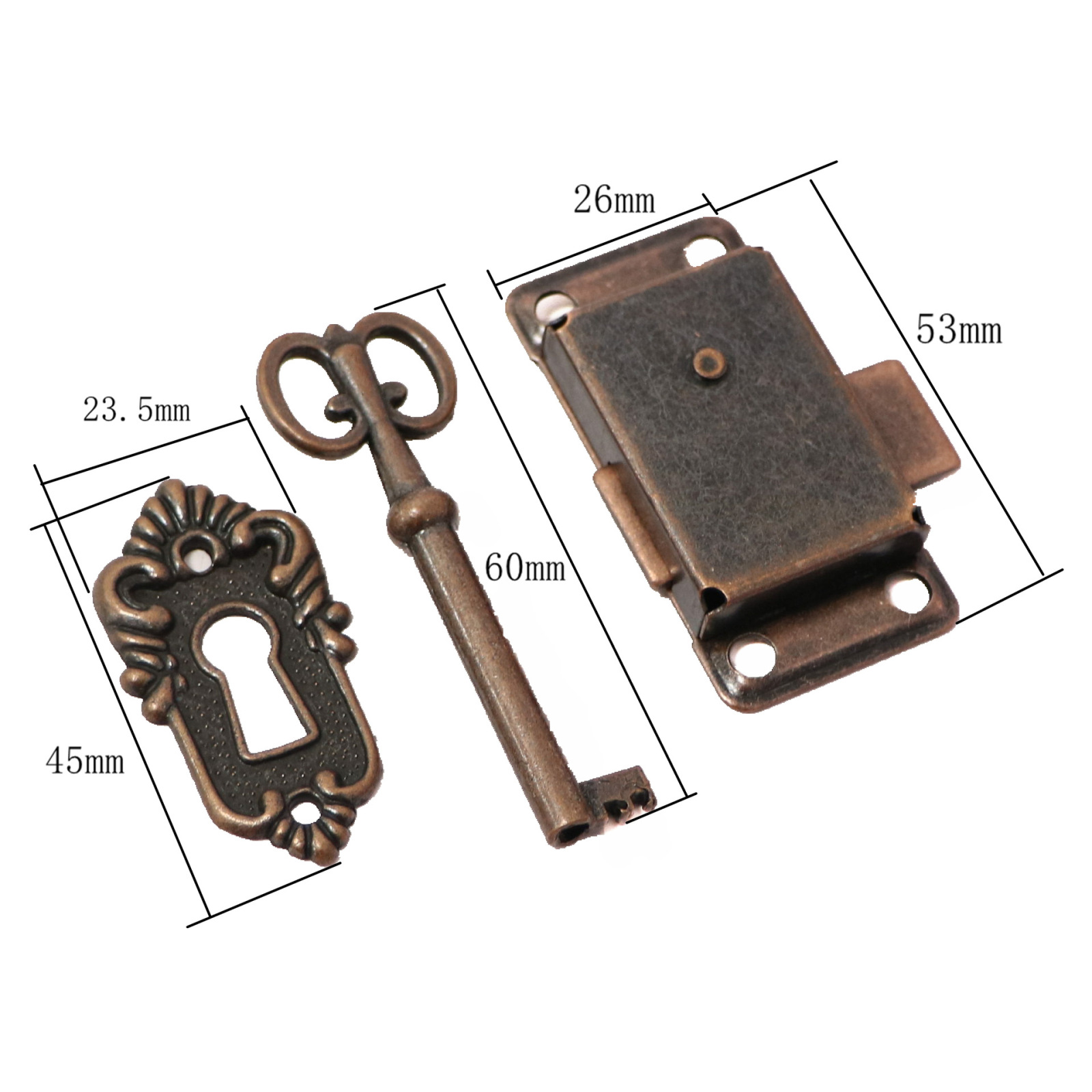 Antique Lock Lock Lock Ardegietto del guardaroba set di porte set con tastier bottegne di gioielli con mobili decorativi hardware decorazione la casa