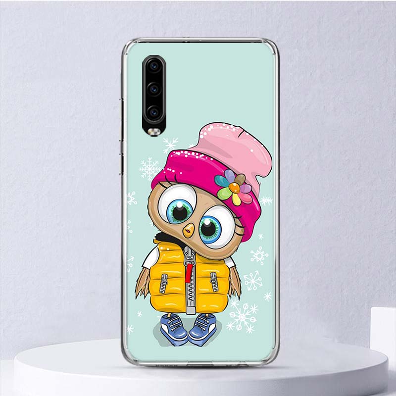 Étui doux amoureux des coeurs de hibou mignon pour Huawei P30 Lite P40 P20 P10 P50 Pro Couverture de téléphone Mate 20 30 40 10 P30LITE Shell Funda Coque