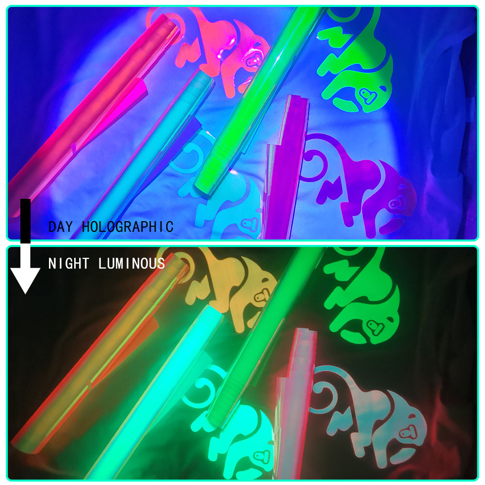 Laser Luminous Heat Transfer Vinyl 25X20CM Glow In Dark Viny Symphony Holographic Luxury Color For DIY T-Shirts