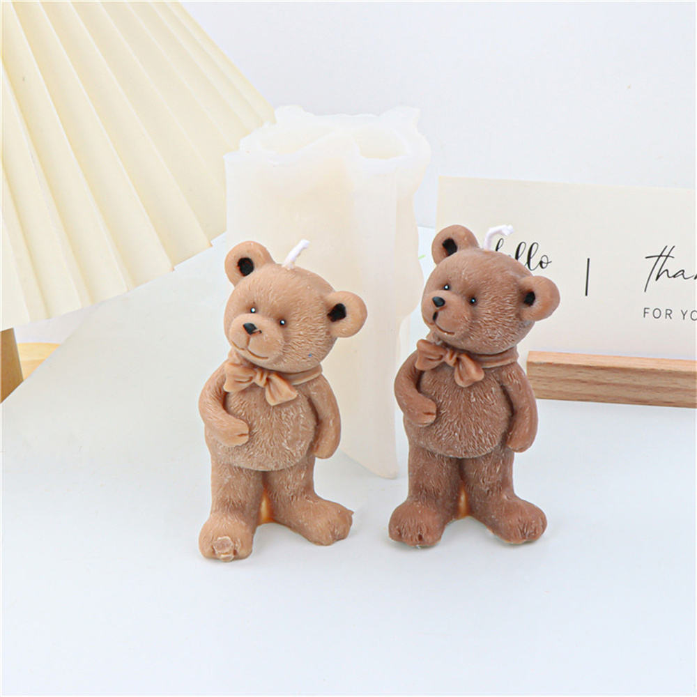 Mignon ours en silicone moule moule diy hug coeur couple ours ours bougie parfumée fabrication de gâteau de savon en résine cadeaux