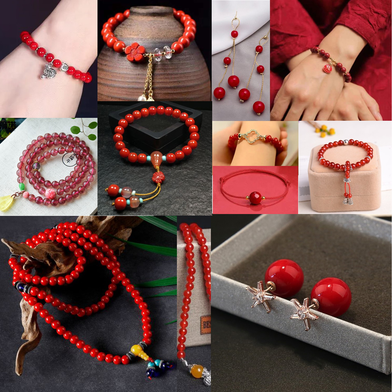 Natural Red Coral Tiger Eye Türkis Achate Granatstein rund lose Perlen für Schmuck Herstellung DIY Armband Halskette Handgemacht