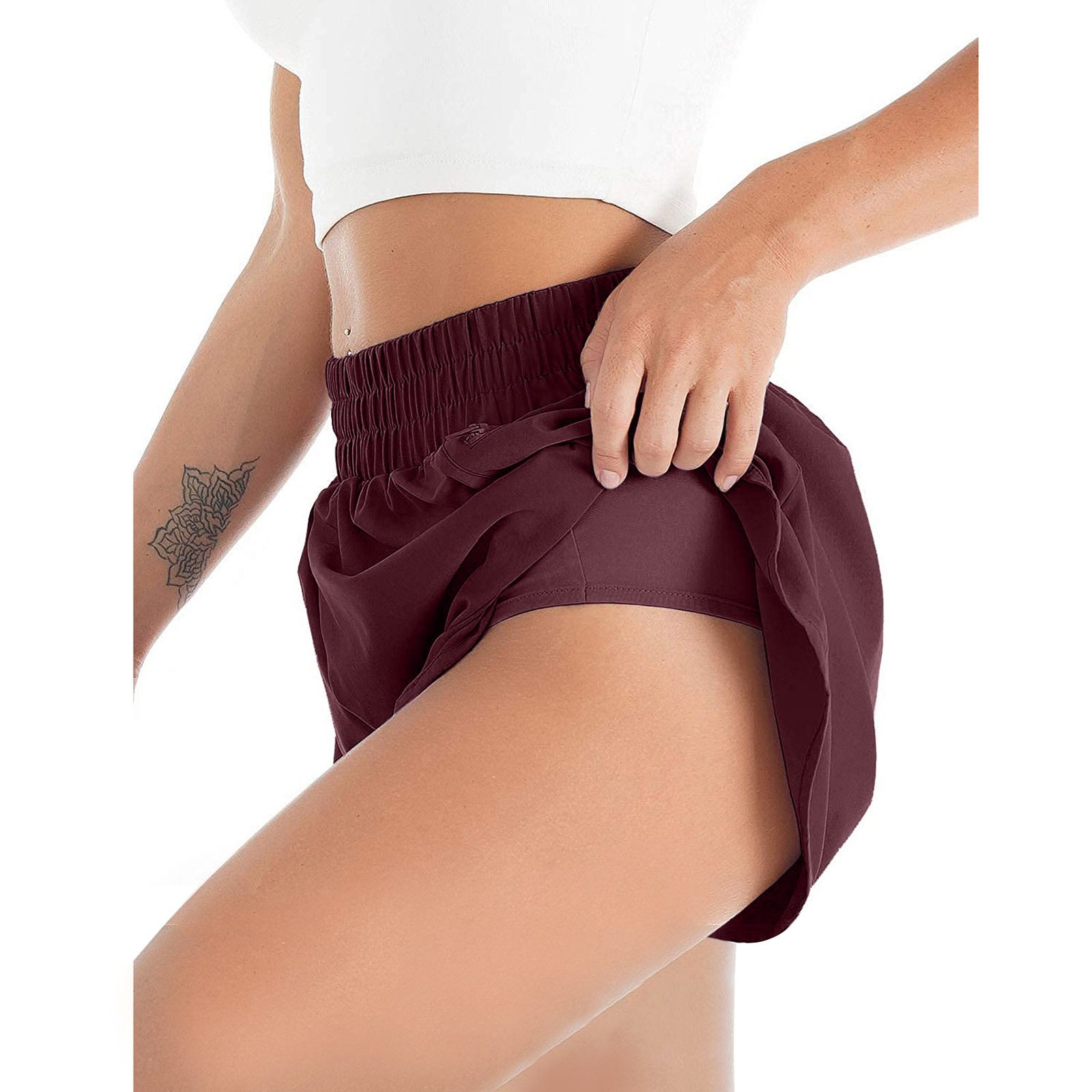 LL Damen Sport und Fitness Shorts Elastic Taille Running Shorts Anti Walk Lose Lose Fitnesshosen Fälsche zwei Yogamhosen