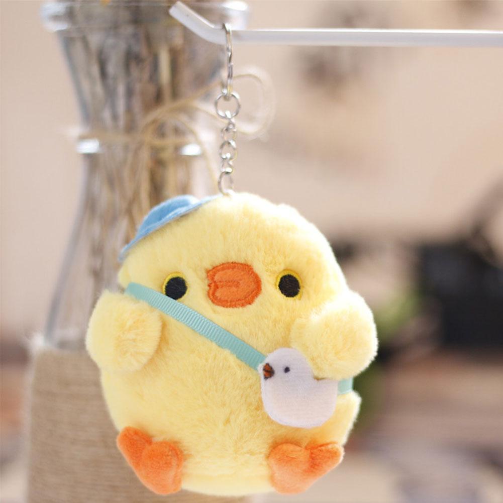 Mignon petit poussin pendant keychain mous bouché de poussin en peluche de navette mini-nouette animal en peluche